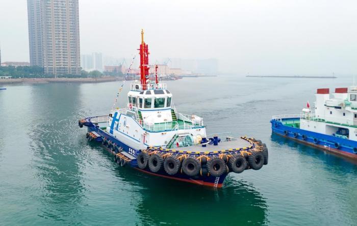 中國首艘氫電拖輪在山東港口青島港投用